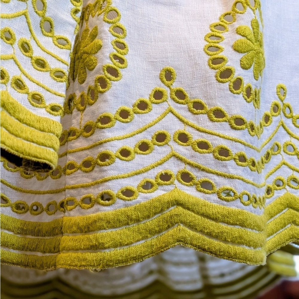 J.Crew White Linen Embroidered Cutwork Boho Blouse Small - Picture 3 of 7